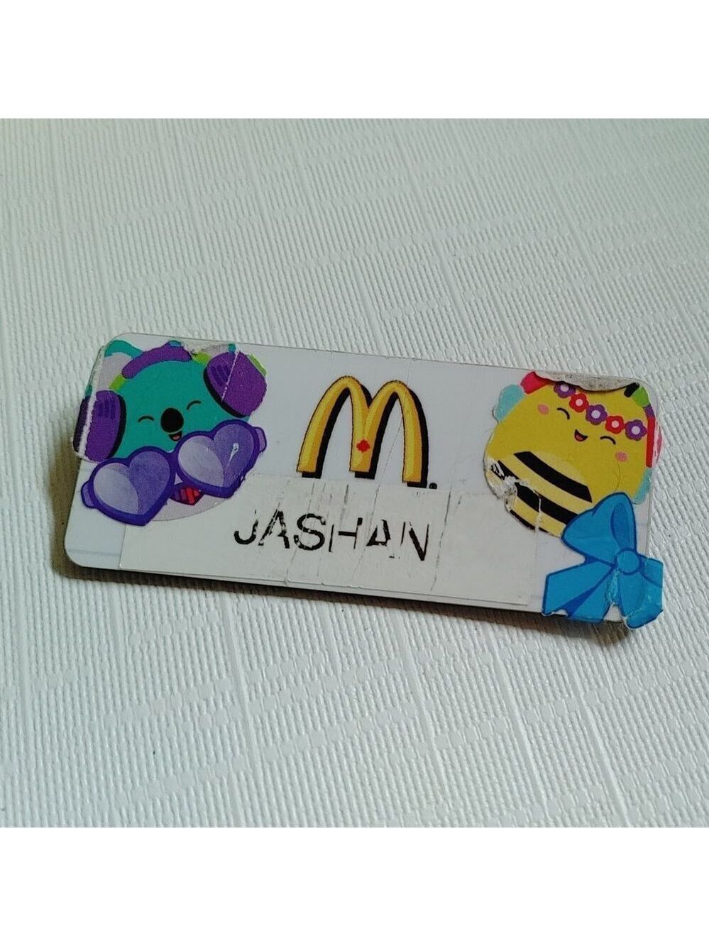 McDonald's Employee Name Tag Badge 2022 Decorated with Stickers